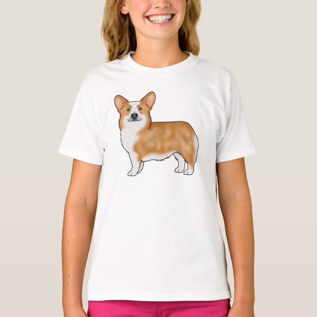 T-shirt Red Pembroke Welsh Corgi Chien de race Design d'ar (Devant)