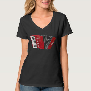 T-shirt Red Piano Accordion Design For Music Accordionist