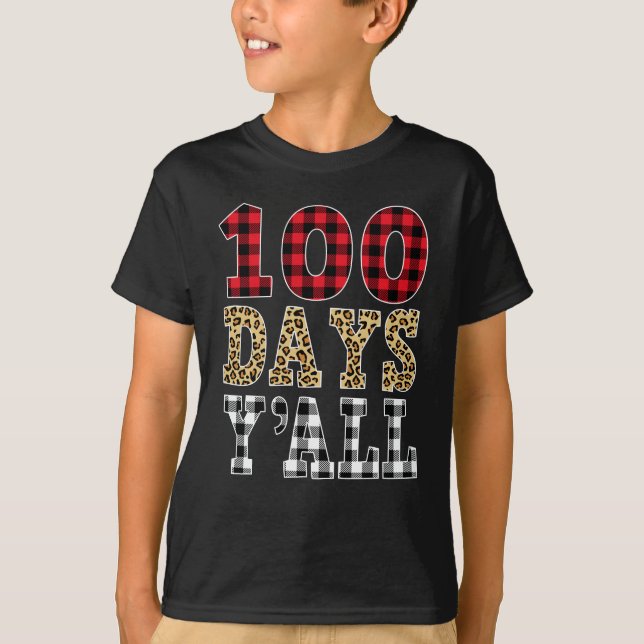 T-shirt Red Plaid 100 Days Y'all Funny 100th Day of School (Devant)