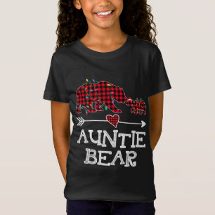 T-Shirt Red Plaid Auntie Bear Buffalo Famille Mama Pajama