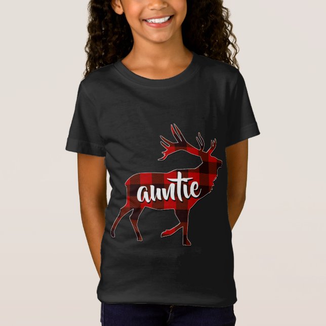 T-Shirt Red Plaid Auntie Buffalo Correspondant Reinder de  (Devant)