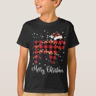 T-shirt Red Plaid Buffalo Anglais Buldog Joyeux Noël