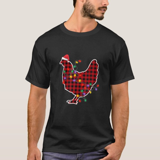 T-shirt Red Plaid Buffalo Chicken Christmas Pajamas Family (Devant)