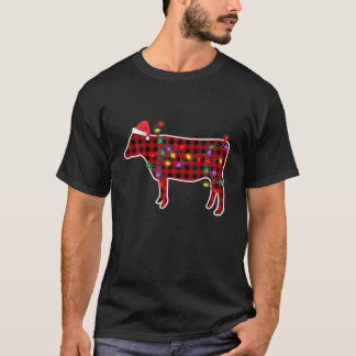 T-shirt Red Plaid Buffalo Cow Pajamas de Noël Famille Gir