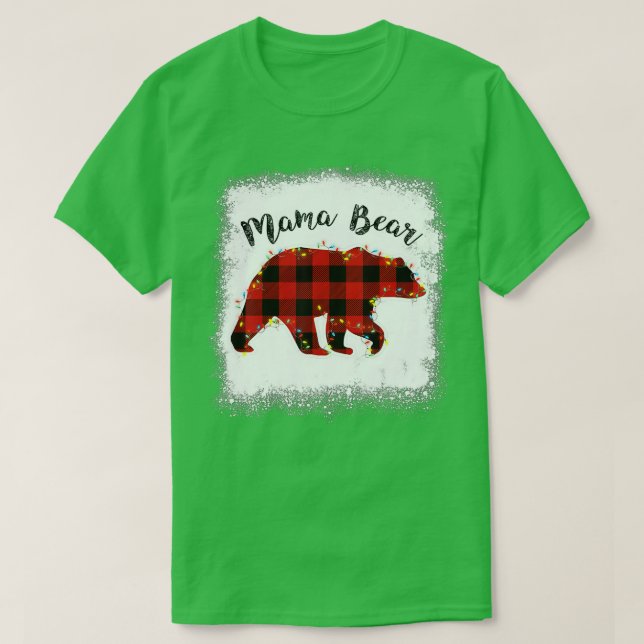 T-shirt Red Plaid Buffalo Mama Ours Pajamas de Noël Fami (Design devant)