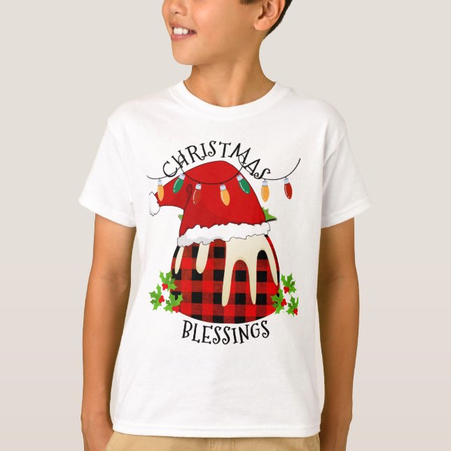 T-shirt Red Plaid Buffalo Père Noël Christmas Pudding (Devant)