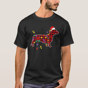 T-shirt Red Plaid Dachshund Chien de Noël Pyjamas Famille