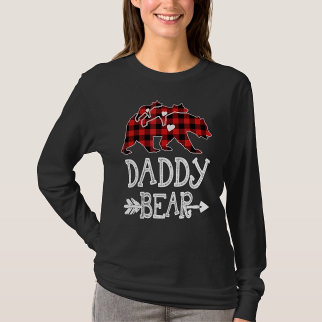 T-shirt Red Plaid Daddy Bear Deux Cubes Correspondant Buff (Devant)