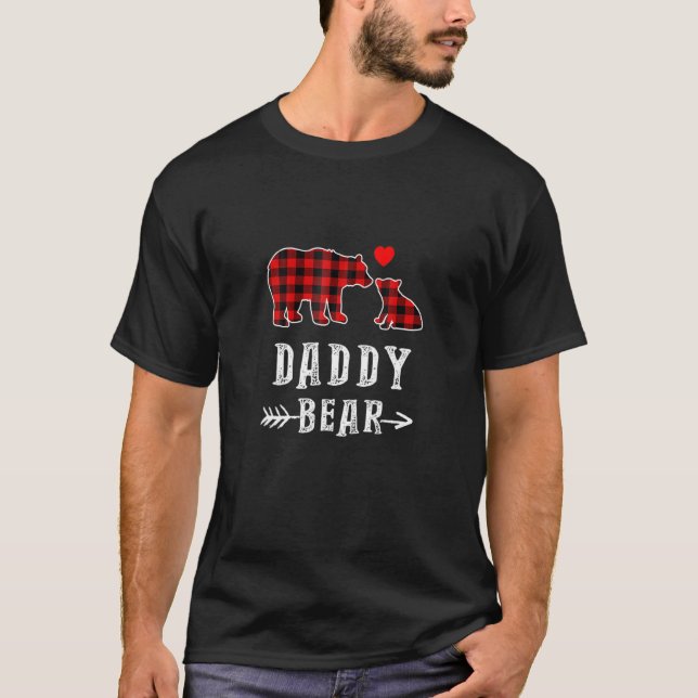 T-shirt Red Plaid Daddy Bear One Cub Correspondant Buffalo (Devant)