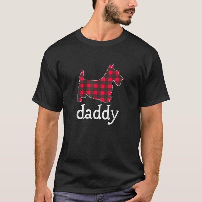 T-shirt Red Plaid Daddy Scottie Dog Christmas Matching Fam (Devant)