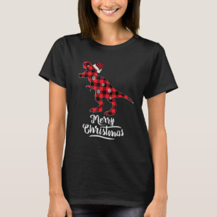 T-shirt Red Plaid Dinosaur Joyeux Noël Buffalo Famille