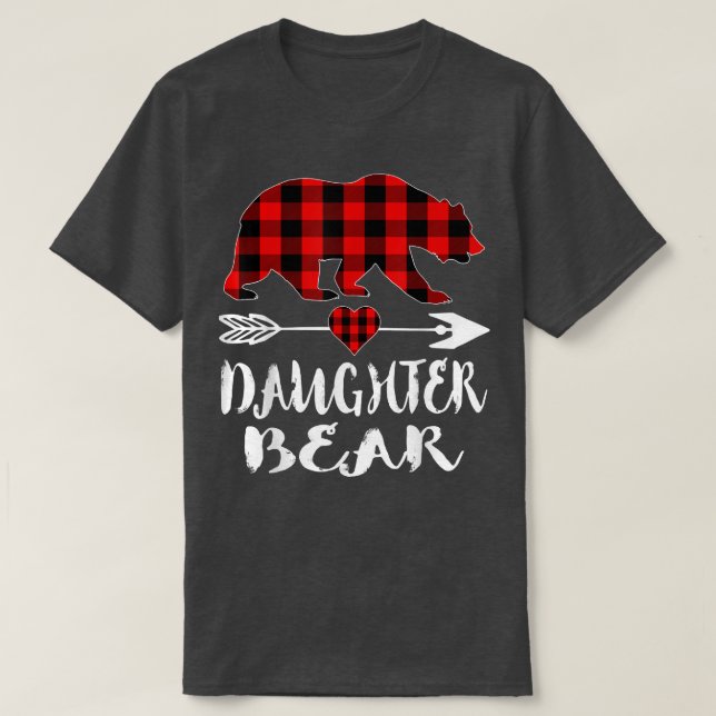 T-shirt Red Plaid fille ours Chemise Buffalo Famille Chris (Design devant)
