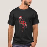 Red Plaid Flamingo Christmas Lights Funny Santa Ha