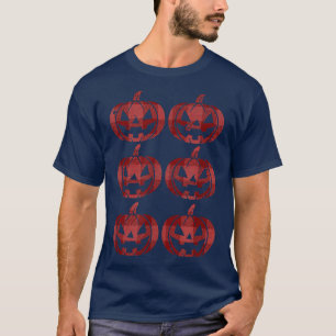 T-shirt Red Plaid Flannel Happy Halloween Citrouille Jack
