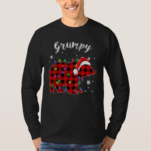 T-shirt Red Plaid Grumpy Bear Buffalo Family Pajama Christ (Devant)