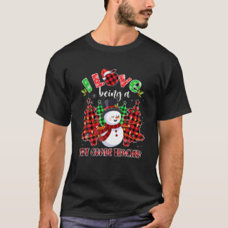 T-shirt Red Plaid J'Aime Être Un Enseignant De 1Ème Année 