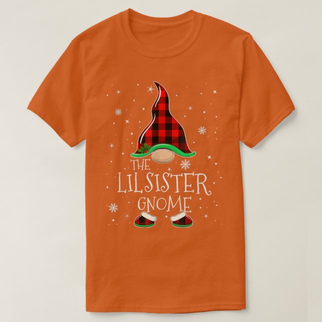 T-shirt Red Plaid Lil Sister Gnome Famille Noël Pa (Design devant)