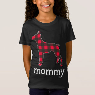 T-Shirt Red Plaid maman Boxe Chien Noël Correspondant Fami