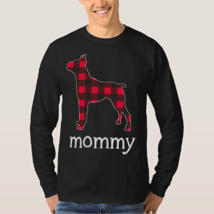 T-shirt Red Plaid maman Boxe Chien Noël Correspondant Fami