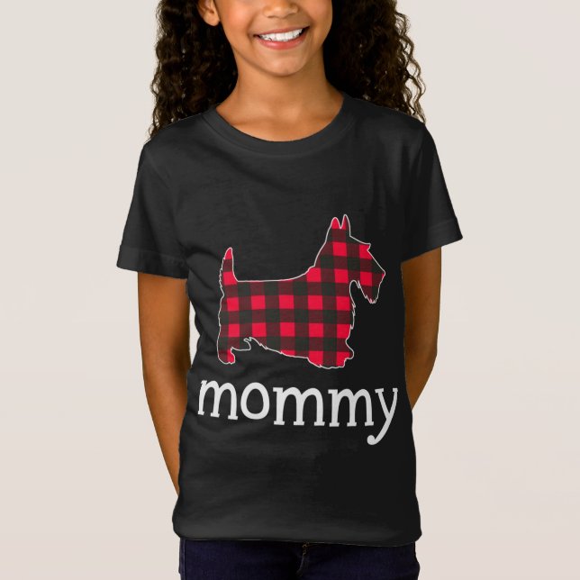 T-Shirt Red Plaid maman Scottie Chien Christmas Fam Coratc (Devant)