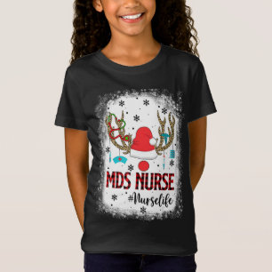 T-Shirt Red Plaid MDS Nurse Reindeer Noël Pyjama Nurs