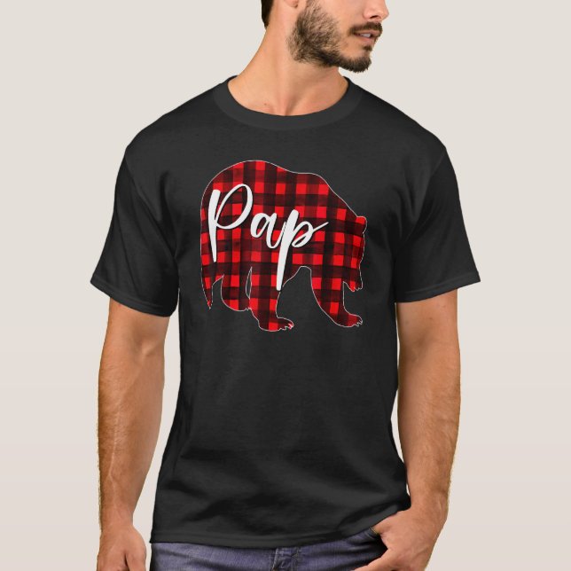T-shirt Red Plaid Pap Bear Matching Family Christmas pajam (Devant)