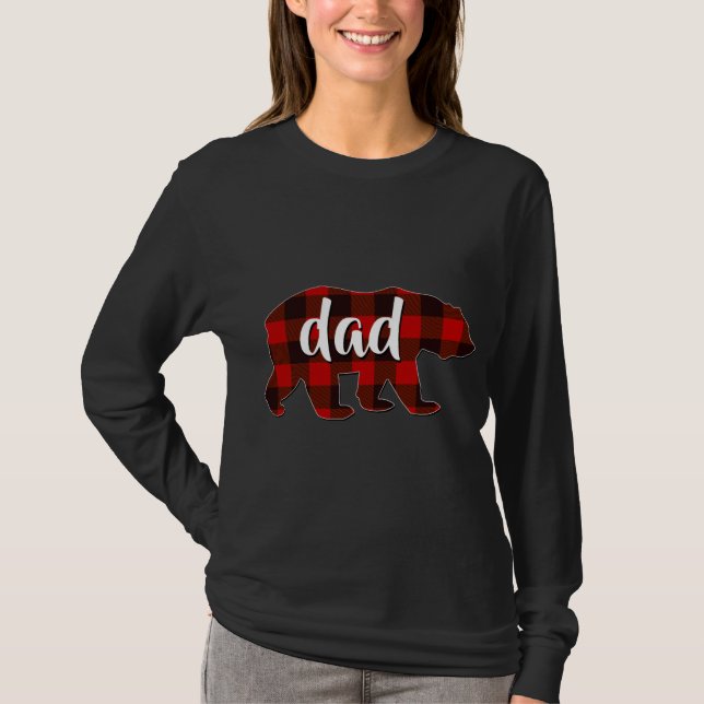 T-shirt Red Plaid Papa Buffalo Correspondant Famille Papa  (Devant)