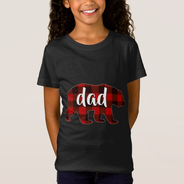 T-Shirt Red Plaid Papa Buffalo Correspondant Famille Papa  (Devant)