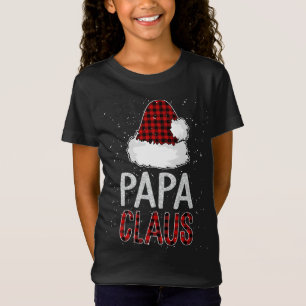 T-Shirt Red Plaid Papa Claus Design - Matching Family Funn