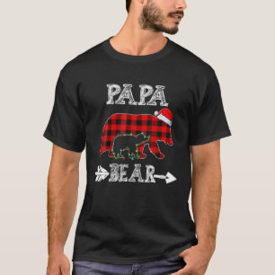 T-shirt Red Plaid Papa Oear Kid Christmas Light Santa Hat