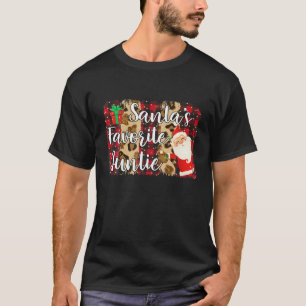 T-shirt Red Plaid Père Noël Favori Tante Famille Correspon