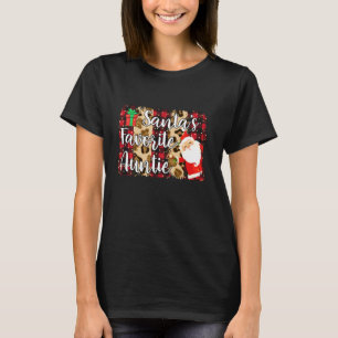 T-shirt Red Plaid Père Noël S Favorite Tante Famille Corre