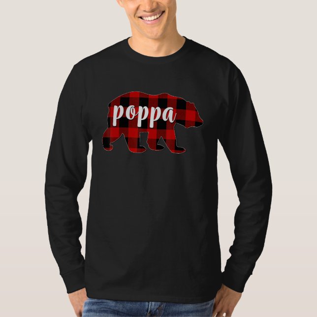 T-shirt Red Plaid Poppa Bear Matching Family Buffalo Chris (Devant)