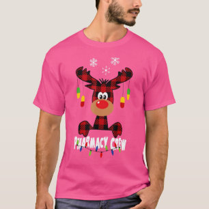 T-shirt Red Plaid Reindeer Pharmacy Crew Noël