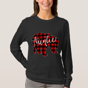 T-shirt Red Plaid Tante Ours Mappage Famille Noël Ev