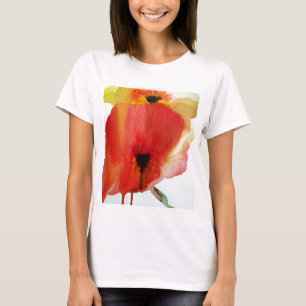 T-shirt Red Poppies aquarelle art floral moderne
