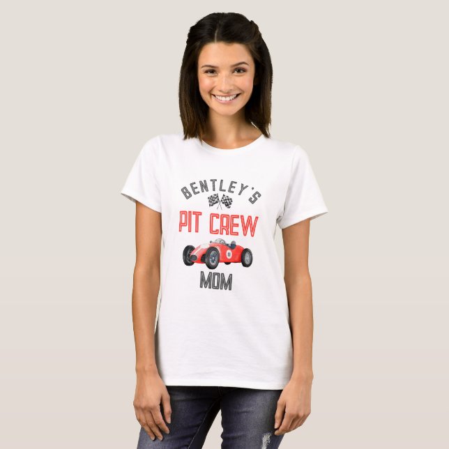 T-shirt Red Race Pit Crew Maman Birthday Shirt (Devant entier)
