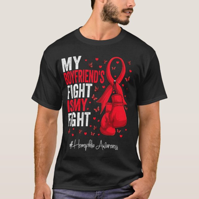 T-shirt Red Ribbon Boyfriend Hémophilie sensibilisation (Devant)