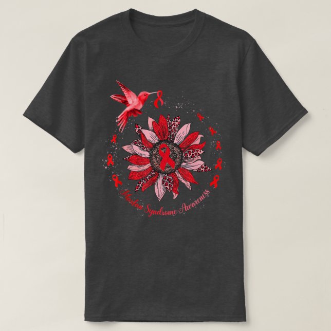 T-shirt Red Ribbon Leopard Tournesol Marfan Syndrome (Design devant)