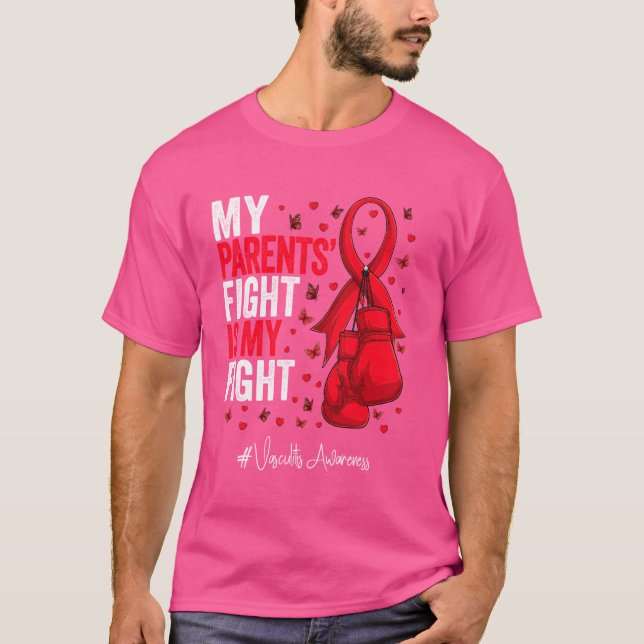 T-shirt Red Ribbon Parents Vasculitis Sensibilisation (Devant)