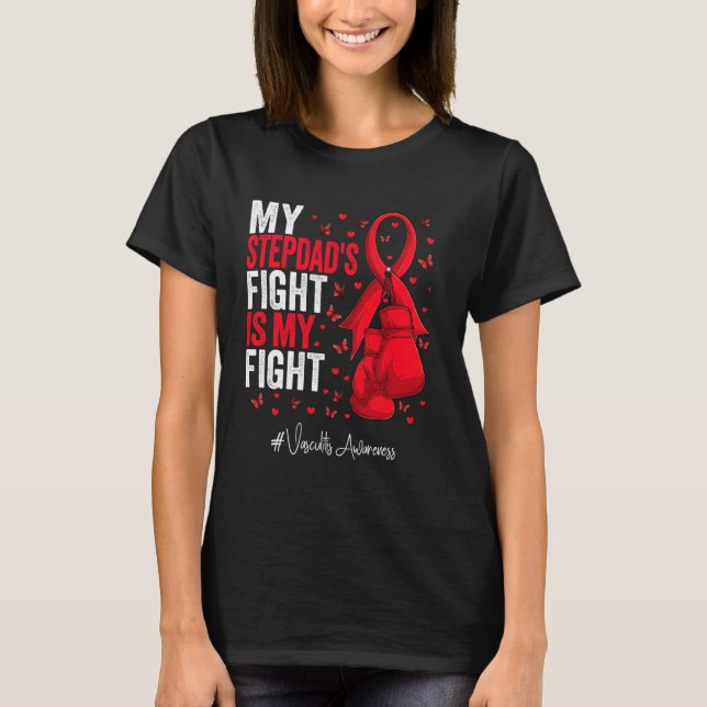 T-shirt Red Ribbon Stepdad Vasculitis Sensibilisation (Devant)