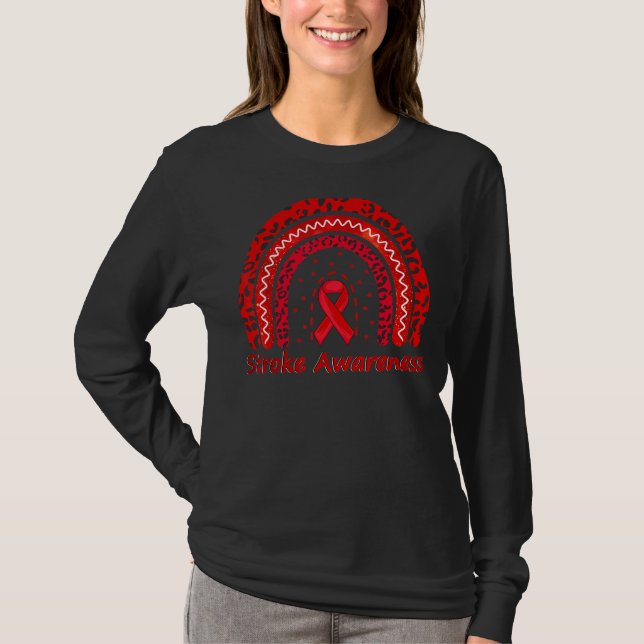 T-shirt Red Ribbon Stroke Sensibilisation Rainbow Stroke S (Devant)