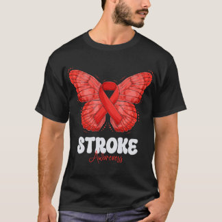 T-shirt Red Ribbon Survivor Warrior Stroke Sensibilisation