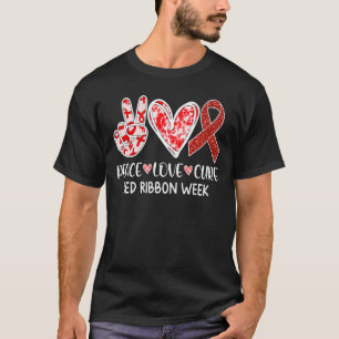 T-shirt Red Ribbon Week Peace Love Cure Awareness Kids Boy