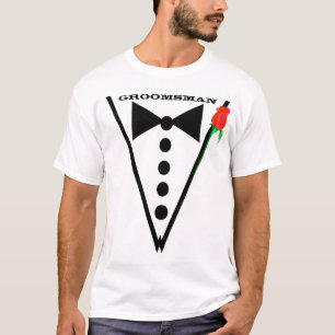 T-shirt Red Rose Wedding Party Groomsman ou Best Man