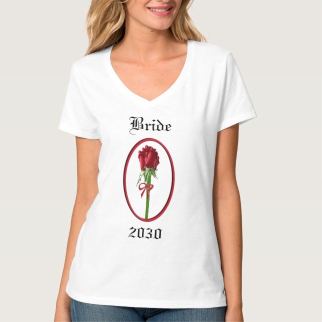 T-shirt Red Roses Bride Changer à l'année en cours (Devant)