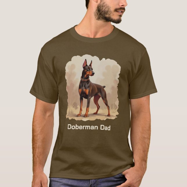T-shirt Red Rust Brown Doberman Pinscher Dog Dad (Devant)
