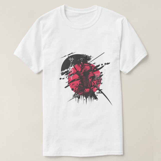 T-shirt Red Samurai Warrior – Powerful Japanese Spirit Art (Design devant)