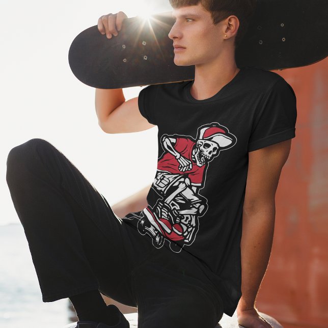 T-shirt Red Skeleton équitation Skateboard Cool Graphisme  (Créateur téléchargé)