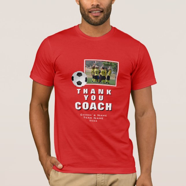 T-shirt Red Soccer Merci Coach Team Photo (Devant)